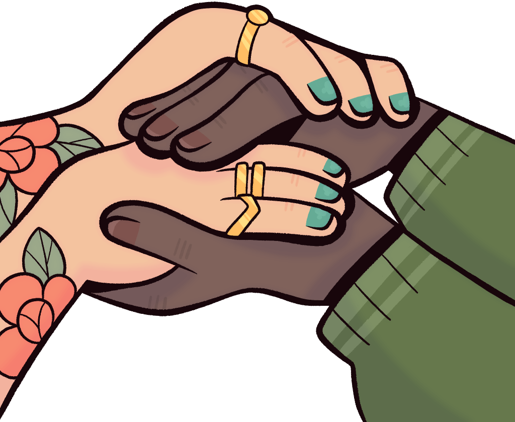Illustration of two people holding hands